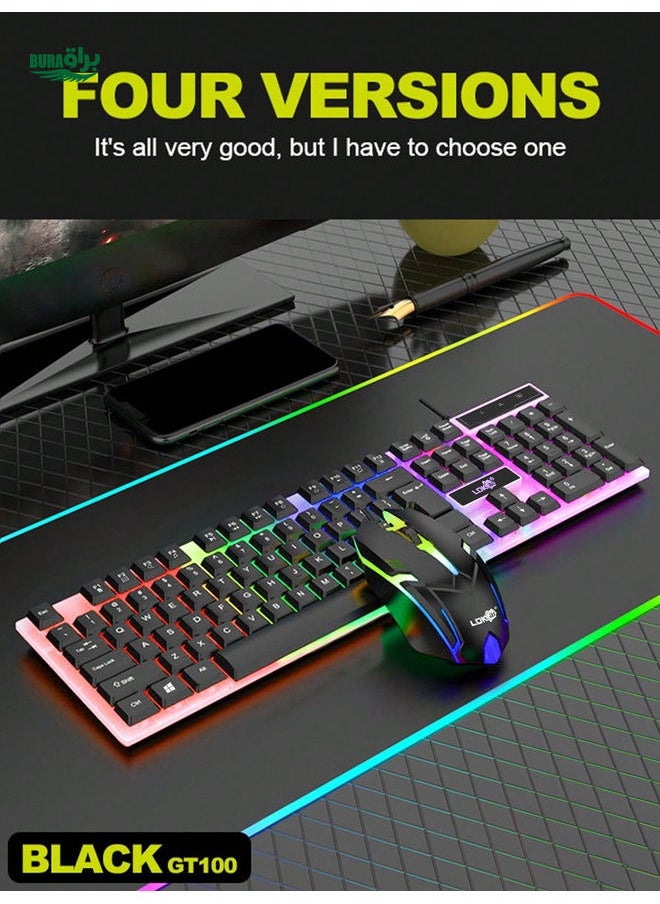 LDKai LED Backlit Luminous Mechanical Gaming Keyboard and Mouse Set