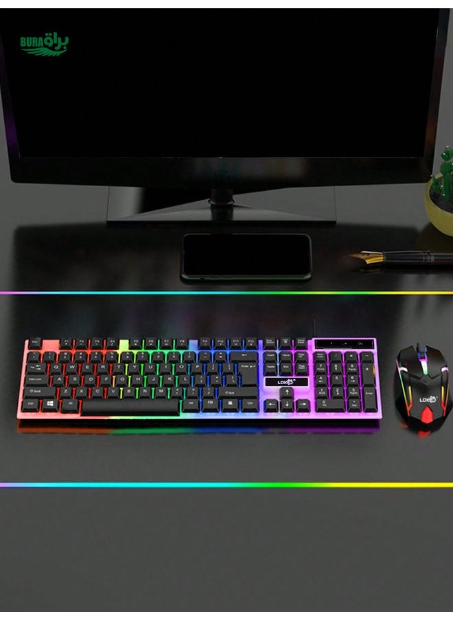 LDKai LED Backlit Luminous Mechanical Gaming Keyboard and Mouse Set