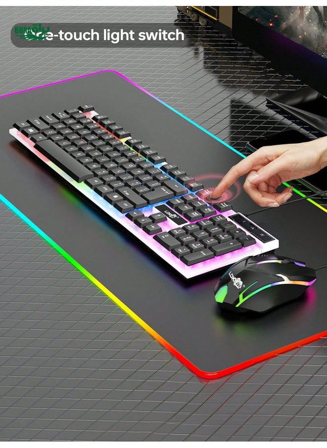 LDKai LED Backlit Luminous Mechanical Gaming Keyboard and Mouse Set