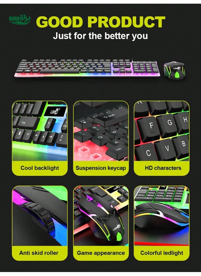 LDKai LED Backlit Luminous Mechanical Gaming Keyboard and Mouse Set