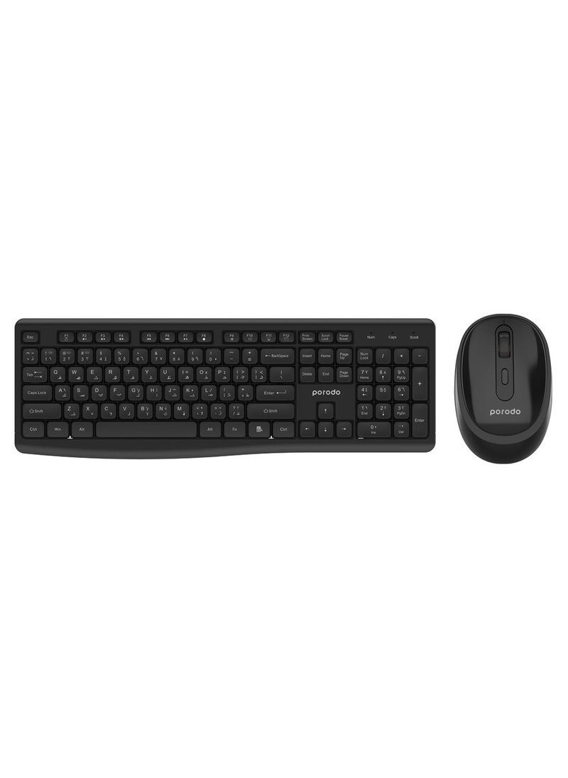 Wireless 2.4G+BT Keyboard with Mouse - Black