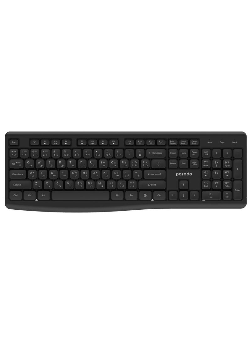 Wireless 2.4G+BT Keyboard with Mouse - Black