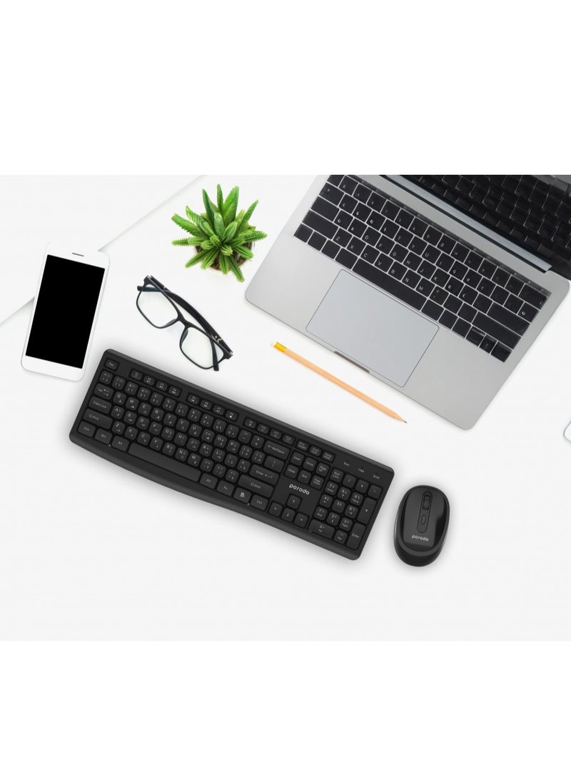 Wireless 2.4G+BT Keyboard with Mouse - Black