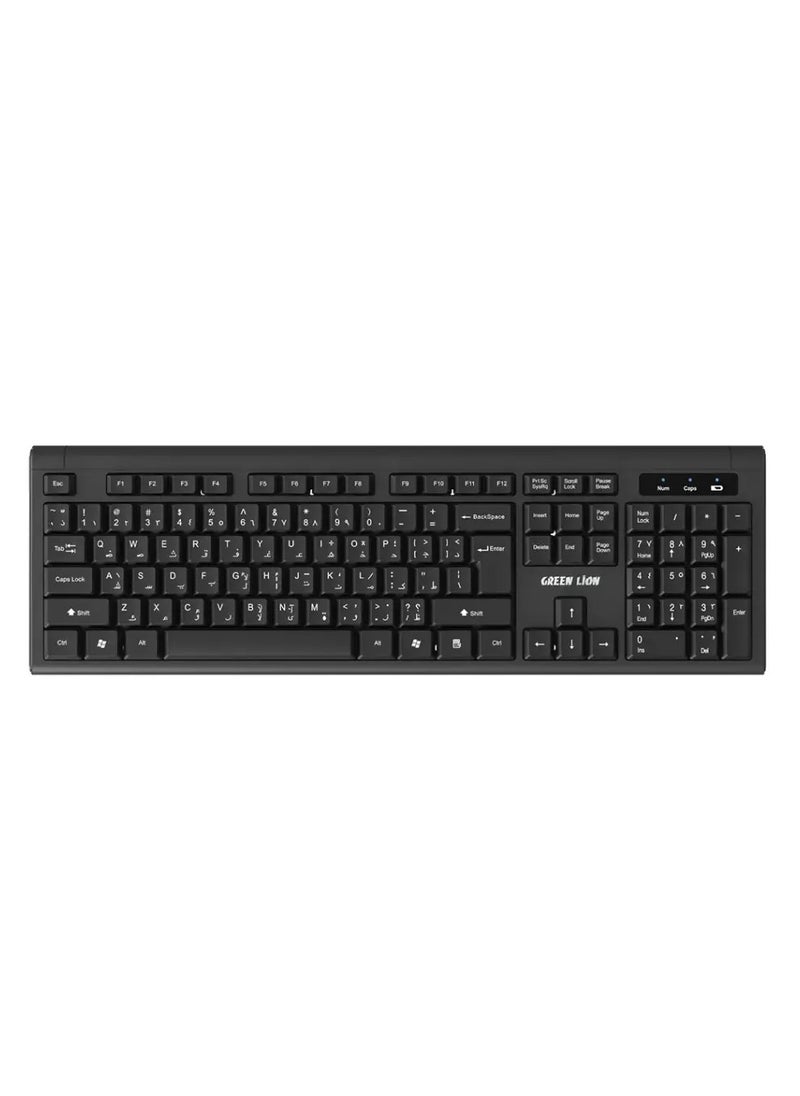 GKM-200 Wireless Combo Keyboard and Mouse / Slim Design / Automatic Sleep Mode / 10 Meters Wireless Range / 2.4GHz Mini USB Connection / Windows/Mac/Android - Black