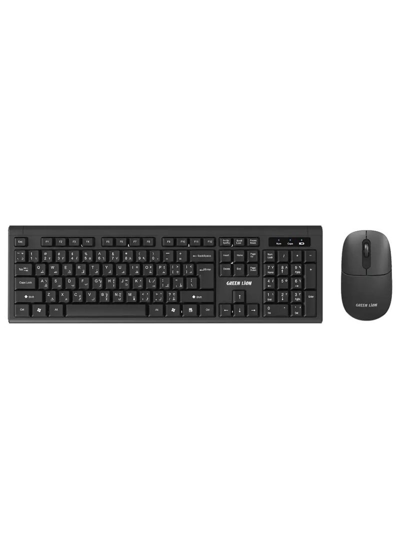 GKM-200 Wireless Combo Keyboard and Mouse / Slim Design / Automatic Sleep Mode / 10 Meters Wireless Range / 2.4GHz Mini USB Connection / Windows/Mac/Android - Black