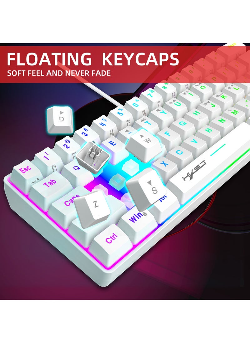 60% Wired Gaming Keyboard, RGB Backlit Ultra-Compact Mini Keyboard, Waterproof Small Compact 61 Keys Keyboard for PC/Mac Gamer, Typist, Travel, Easy to Carry on Business Trip