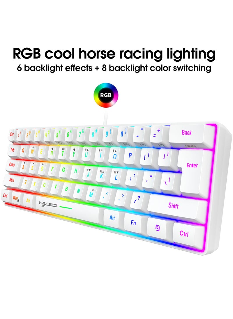 60% Wired Gaming Keyboard, RGB Backlit Ultra-Compact Mini Keyboard, Waterproof Small Compact 61 Keys Keyboard for PC/Mac Gamer, Typist, Travel, Easy to Carry on Business Trip