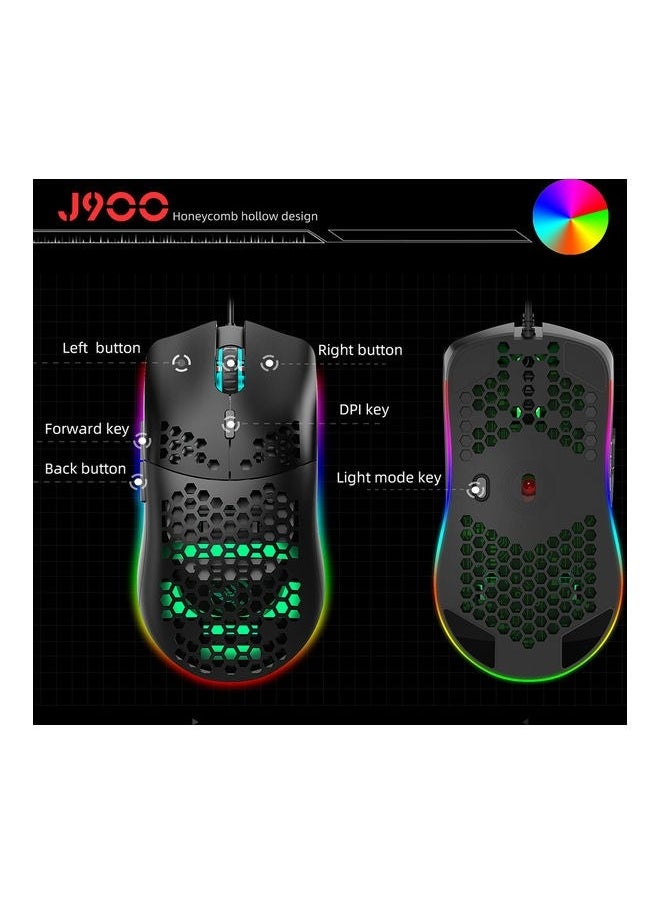 J900 USB Wired Gaming Mouse with Honeycomb Shell, Side Buttons,Tri-Modes RGB Wireless Mouse for PC/Tablet/Desktop/Office/Games