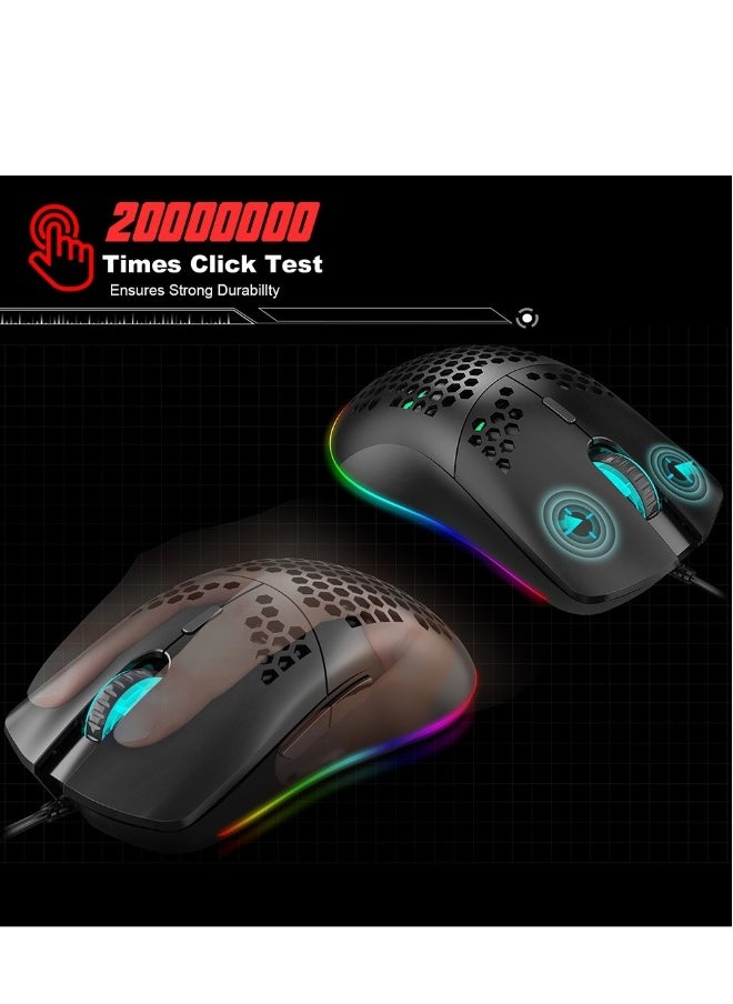 Wired Gaming Mouse With Lightweight Honeycomb Shell Computer Mouse for PC/Tablet/Desktop/Office/Games