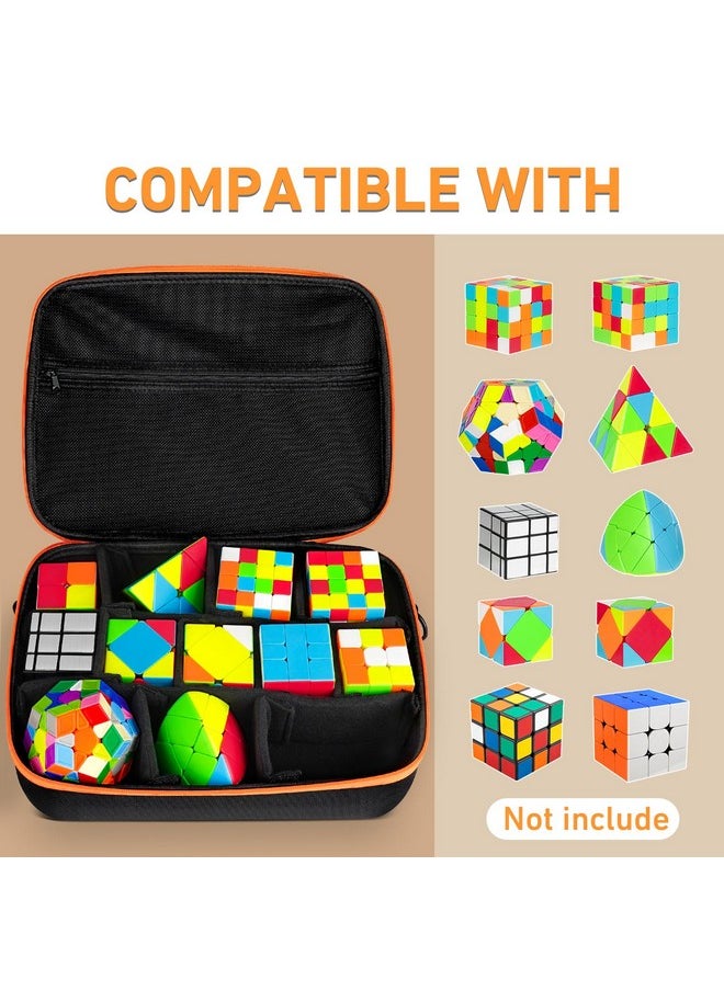 Speed Cube Storage For Different Types Cube Fidget Toy Hard Eva Case Waterresistant Portable Travel Game Brain Teaser Fidget Toy With Inner Mesh Pocket Shoulder (Case Only)