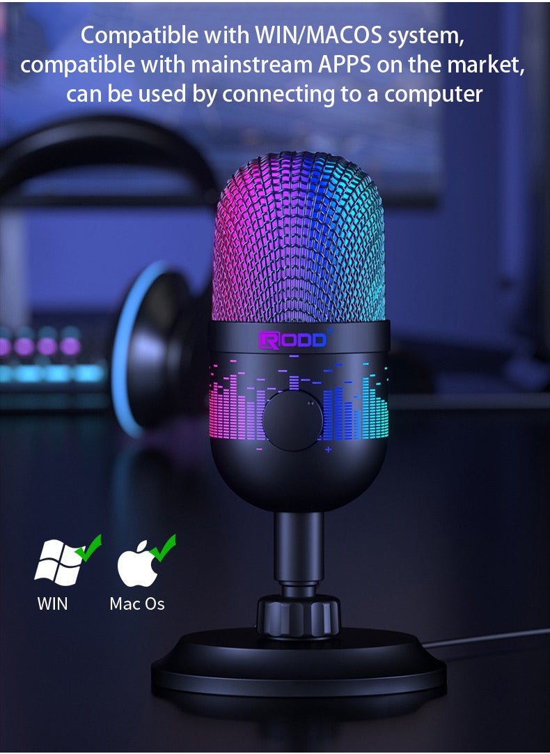 USB microphone, computer game, competitive player, live broadcast, RGB microphone