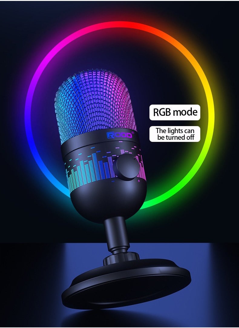 USB microphone, computer game, competitive player, live broadcast, RGB microphone