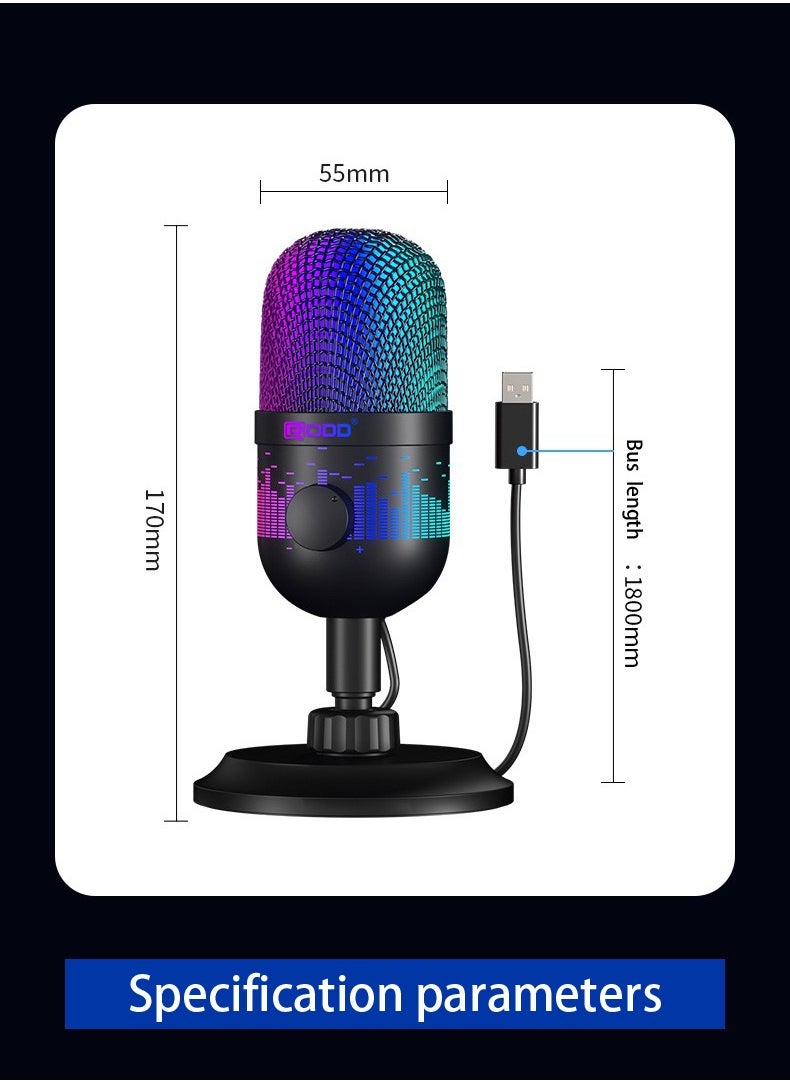 USB microphone, computer game, competitive player, live broadcast, RGB microphone