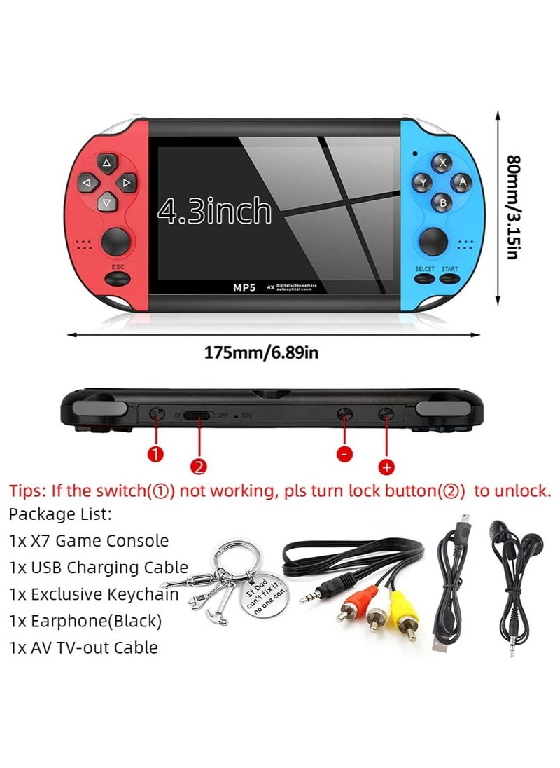 Handheld X12 Plus 7 inch Video Game Console Retro Handheld Games Consoles Built-in Classic Games Rechargeable Battery Portable Style Hand Held Game System