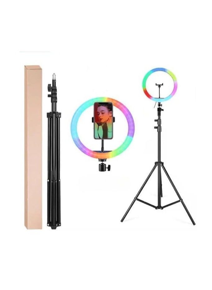 22 Inch Dimmable Circular LED Studio Selfie Ring Light With 90 Inch Tripod Stand Remote And 3 Mobile Phone Holders For Makeup Camera Photography YouTube Video Shoot TikTok Vlog Live Stream