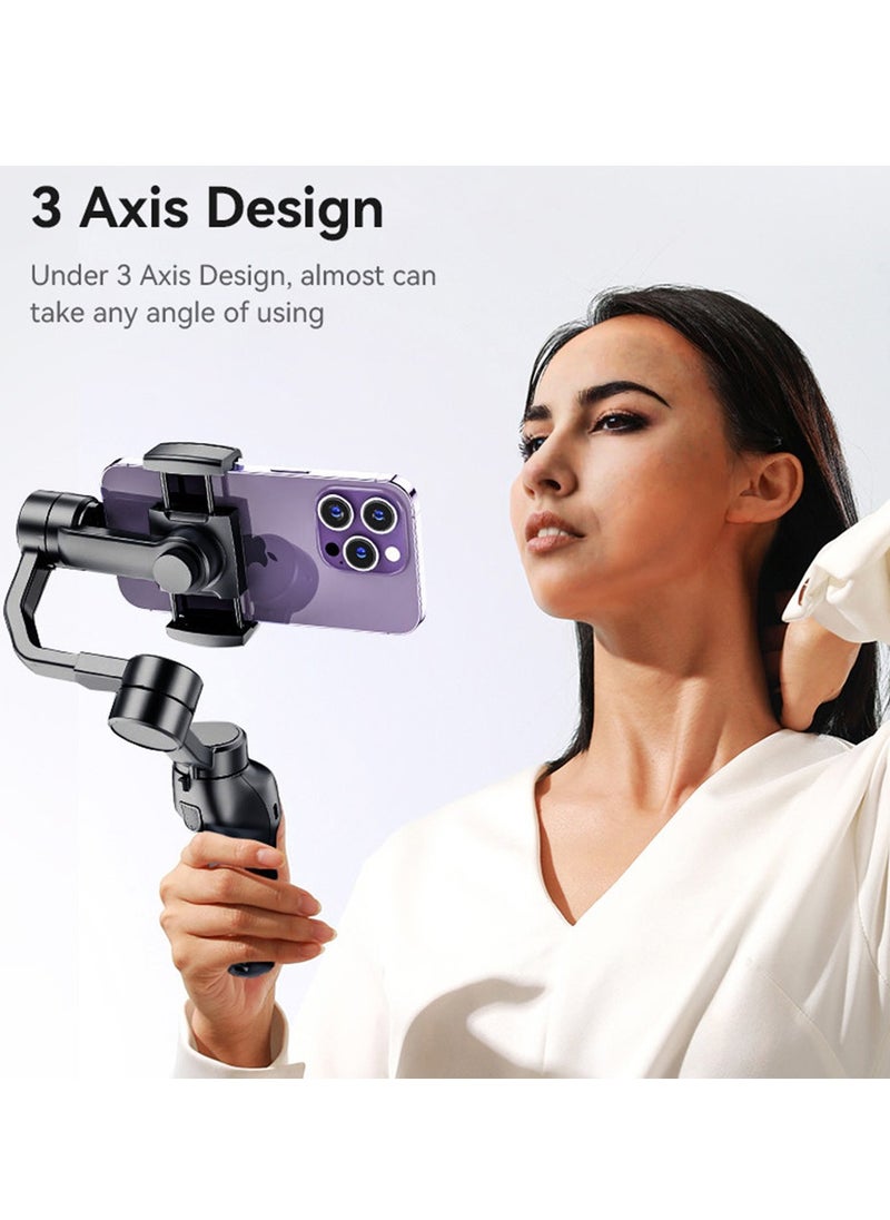 3-Axis Gimbal Stabilizer, Yesido SF21 Face Tracking With Camera Powerful Battery Built-in Extra Fill Light - Black