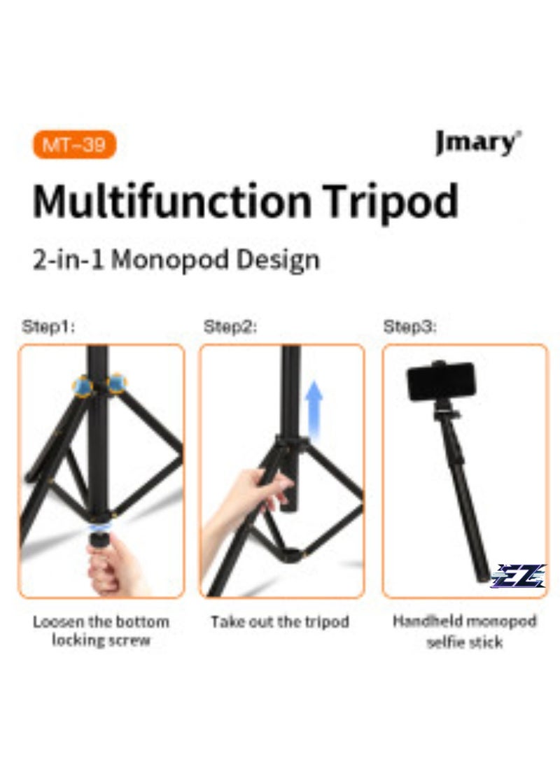 Aluminum Extendable Cell Phone Tripod Stand with Selfie Stick Tripod & Phone Clip - Adjustable, Lightweight & Sturdy, Perfect for Vlogging, Selfies & Live Streaming