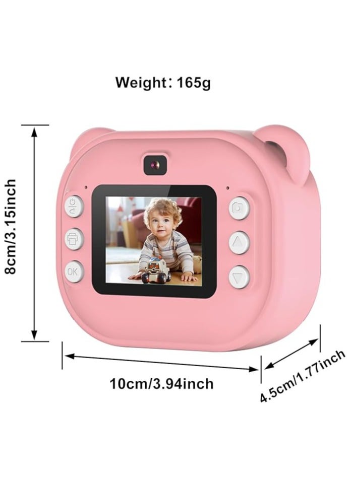 Children's Camera, Instant Camera for Children, Dual Lens, Digital Camera, 1080P 2 Inch Screen, 3 Rolls Thermal Papers