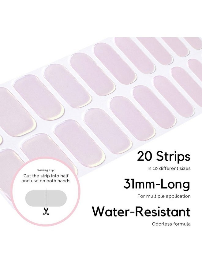 Semi Cured Gel Nail Strips 20 Pcs Gel Nail Stickers | Buy 2 Get 1 Uv Lamp| Extra Long Nail Wraps With Glossy Gel Finishing | Pink Moonlight