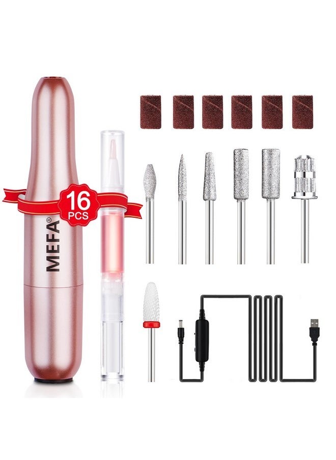 Nail Drill, 16 Pcs Kit Electric Nail Drill With Nail Drill Bits & Cuticle Oil Pen, Portable Electric Nail File Professional, 20000Rpm Manicure Pedicure Nail Set Efile Nail Drill For Home Salon