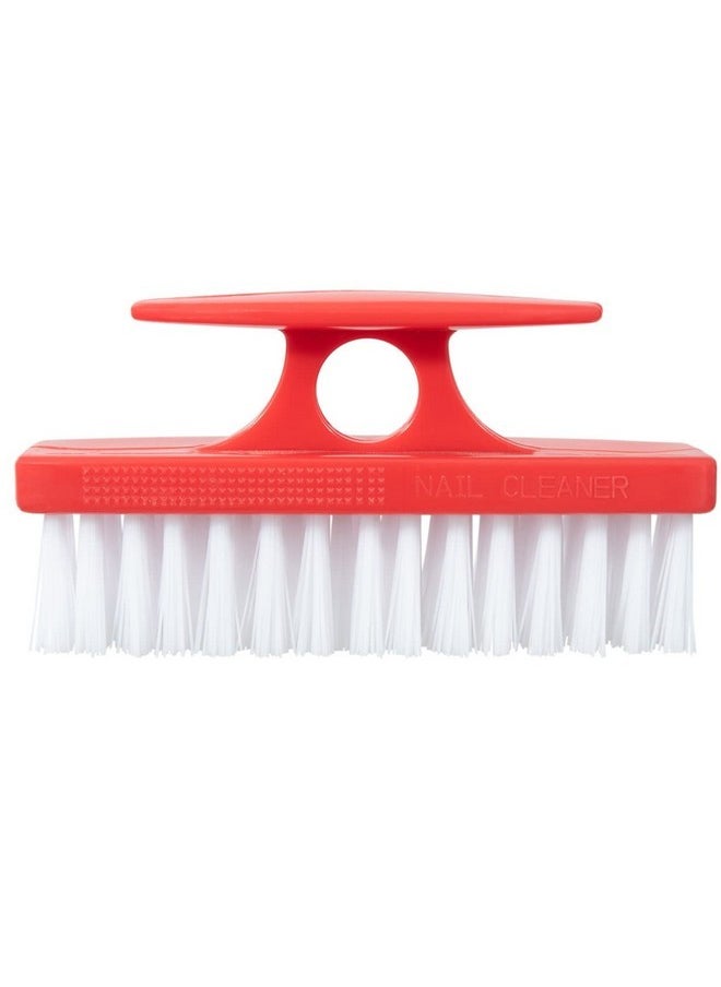 Nail Brush Cleaner With Handle - Durable Brush Scrubber To Clean Toes, Fingernails, Hand Scrubber All Surface Cleaning, Red Heavy Duty Scrub Brush Stiff Bristles, Easy To Hold