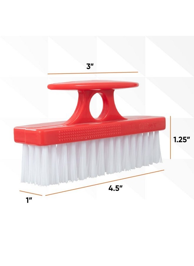 Nail Brush Cleaner With Handle - Durable Brush Scrubber To Clean Toes, Fingernails, Hand Scrubber All Surface Cleaning, Red Heavy Duty Scrub Brush Stiff Bristles, Easy To Hold