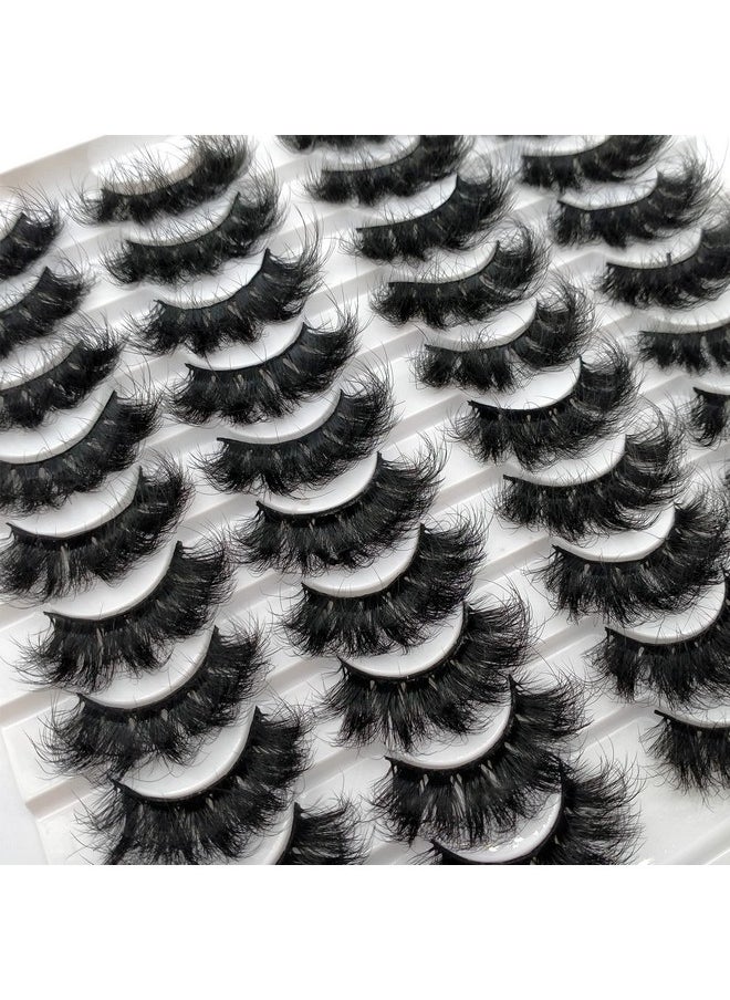 Fluffy Mink Lashes 20 Pairs Dramatic Thick 5D False Eyelashes 20Mm Wispy Fake Eyelashes Pack By Kmilro (Ld05)