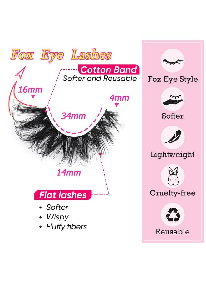 Fox False Lashes Fluffy Lashes Cat Eye Lashes That Look Like Extensions Natural Look Faux Mink Lashes Wispy Lash7 Pairs Multipack By Focipeysa