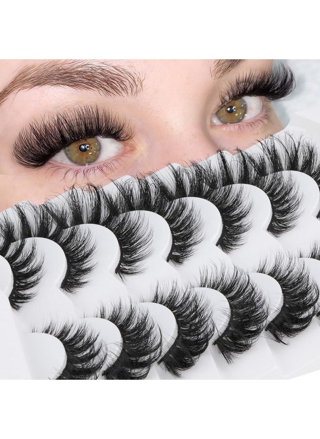 Fox False Lashes Fluffy Lashes Cat Eye Lashes That Look Like Extensions Natural Look Faux Mink Lashes Wispy Lash7 Pairs Multipack By Focipeysa