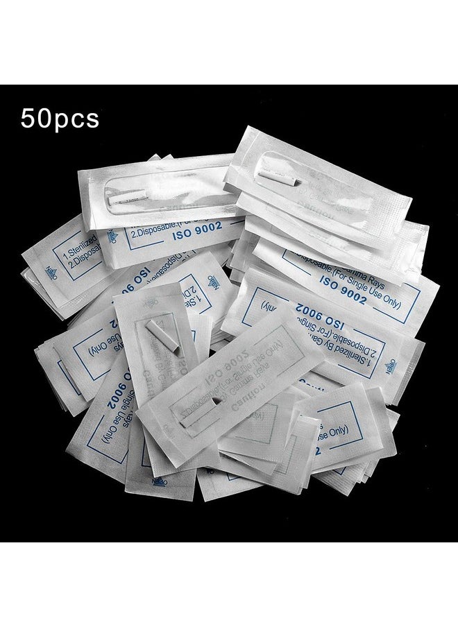 50Pcs Microblading Needles Permanent Makeup Manual Eyebrow Blades 12 14 White (14Pin)