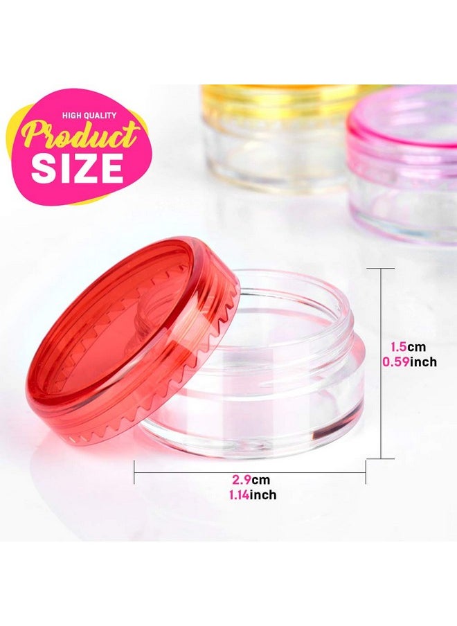 Sample Container,5 Gram Empty Plastic Cosmetic Pot Jars For Eye Shadow Nails Powder Jewelry Cosmetic Lip Balm Lip Gloss Cream Lotion(10 Colors, 100 Pcs)