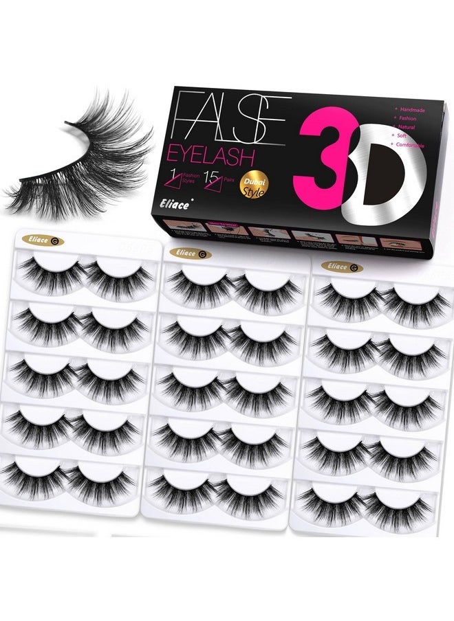 Lashes Wispy Luxury False Eyelashes Wispies Natural 3D Mink Eyelashes Faux Mink Lashes Fluffy Cat Eye Lashes Pack Professional Fake Eye Lashes Natural Look Reusable Strip Lashes 15 Pairs Dubai