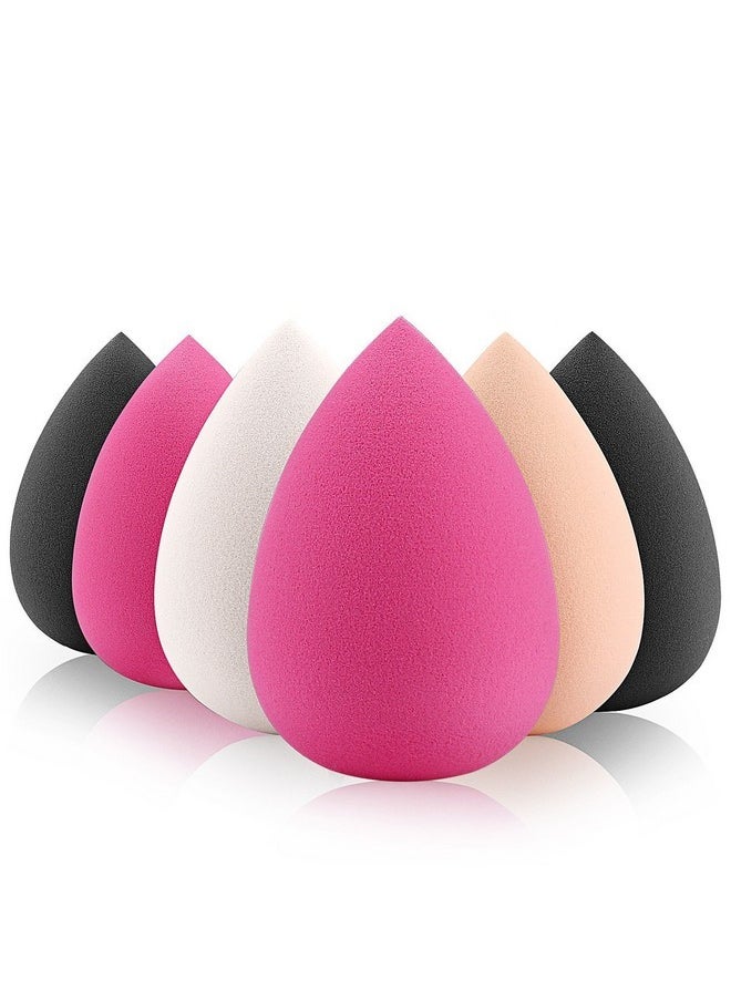 Make Up Sponge Set Beauty Blender, Soft Sponge For Liquid Foundation, Creams, And Powders For Wet And Dry Makeup, (Colour May Vary)-Set Of 6