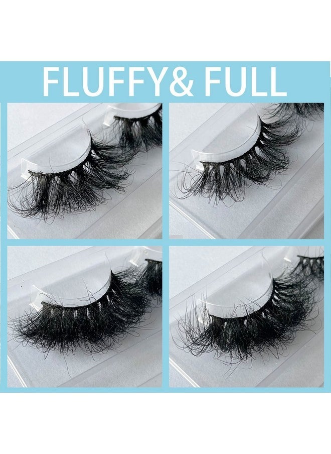 Fluffy 22-25Mm Mink Lashes Wholesale Mikiwi 20 Pack Eyelashes, Real Mink Thick Handmade Full Strip Lashes, Crueltyl Free Lash, Dramatic Lashes For Halloween Party, 20 Pairs 22-25Mm Lashes