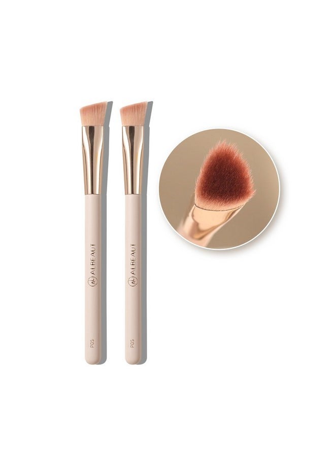 Angled Under Eye Concealer Brush For Liquid Cream Powder Birghting Concealer Trangle Small Nose Contour Foundation Makeup Brush 2-Pack