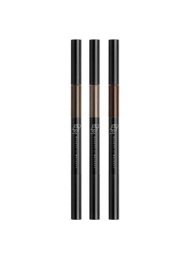 3 In 1 Triple Edge Eyebrow Pencil With Blender And Spoolie Long Lasting Waterproof Grey Brown