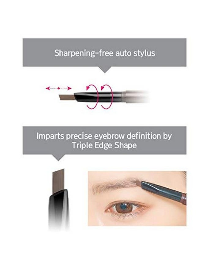 3 In 1 Triple Edge Eyebrow Pencil With Blender And Spoolie Long Lasting Waterproof Grey Brown