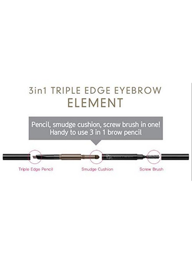 3 In 1 Triple Edge Eyebrow Pencil With Blender And Spoolie Long Lasting Waterproof Grey Brown