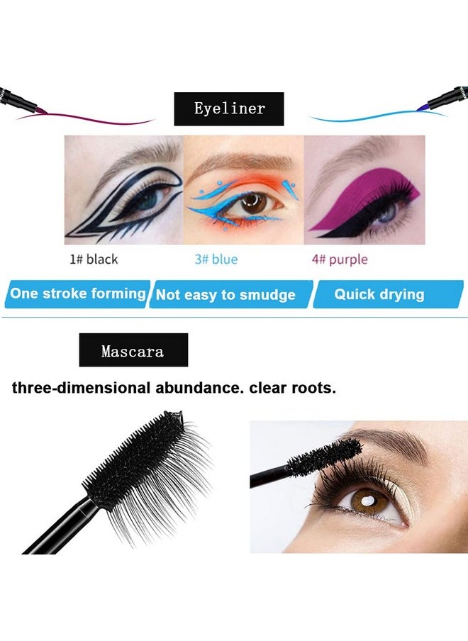 4D Silk Fiber Mascara With 3 Color Eyeliner. Leopard Series 4 In 1 Set .Natural Waterproof And Sweatproof.Smudgeproof & Long Lasting Charming Eye Makeup . Threedimensional Abundance Clear Roots.