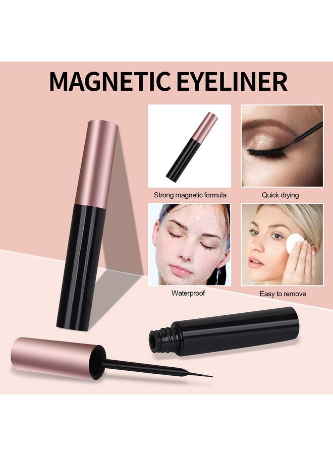 Upgrade 3D Natural Magnetic Eyelasheslightweight Magnetic Eyeliner And Eyelashes Kit 2 Magnetic Eyeliners No Glue Needed (10 Pairs)