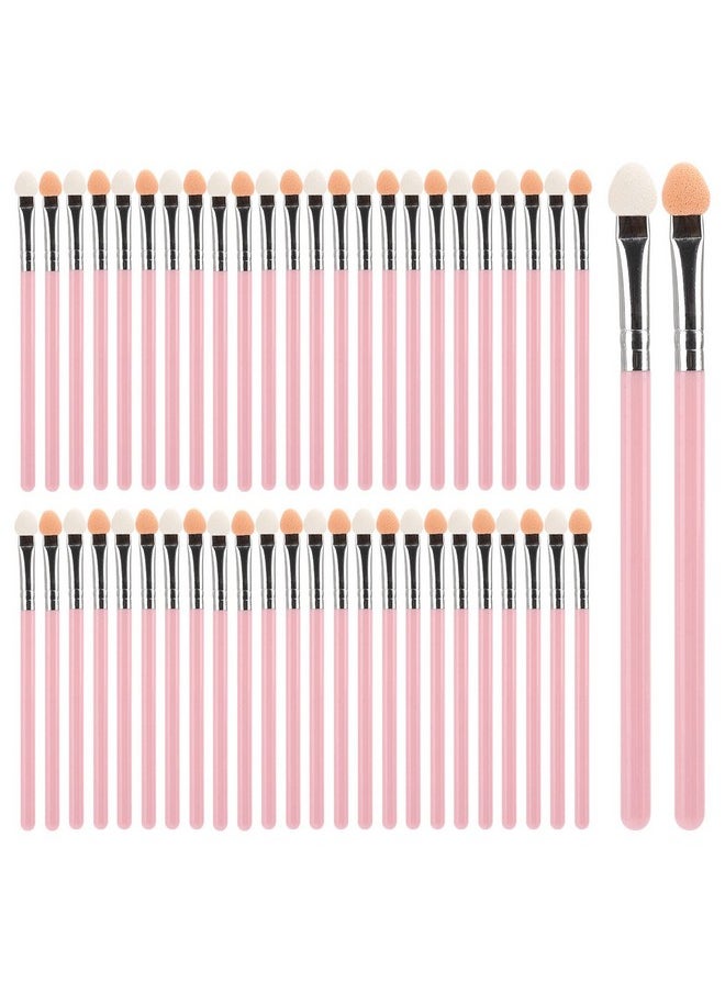 50Pcs Eye Shadow Brushes Makeup Brushes Eyeshadow Applicators Sponge Double Sided Reusable（Pink）