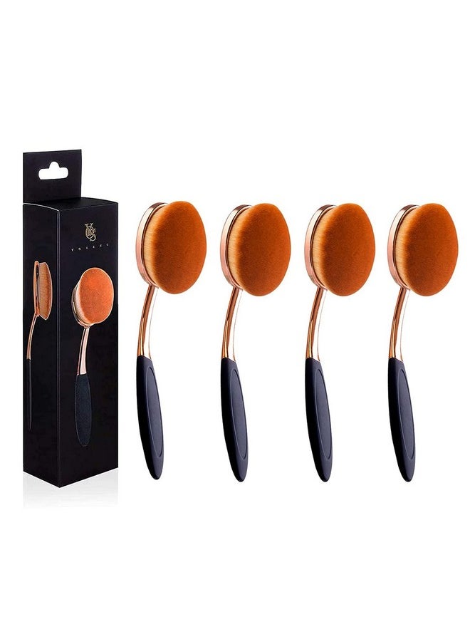 Oval Foundation Brush Second Largest Toothbrush Makeup Brushes Fast Flawless Application Liquid Cream Powder Foundation (4 Pack)