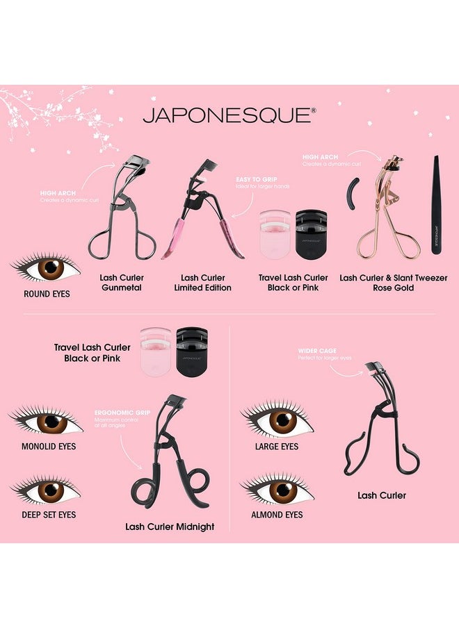 Lash Curler Gunmetal Keeps Lashes Curled For 8 Hours Eyeopening And Defining Results For Natural Or False Lashes Includes 1 Refill Pad