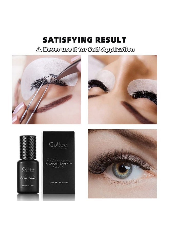 Eyelash Extension Glue 0.5 Sec Fast Drying Retention 8 Week (0.17Fl.Oz 5Ml) Eyelash Glue Waterproof Lash Extension Glue Semipermanent Extensions Black Adhesive Supplies For Professional Use Only