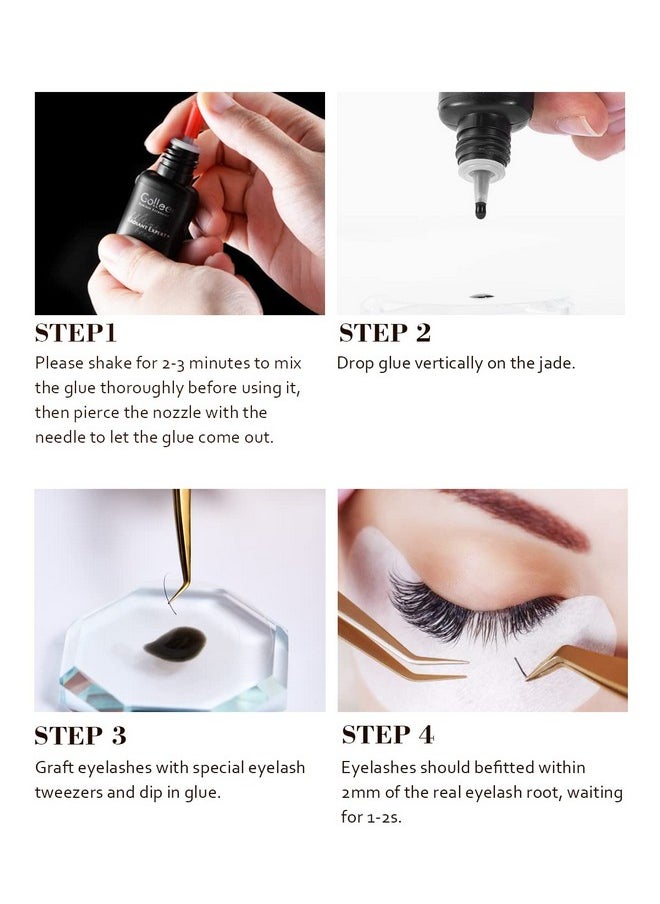 Eyelash Extension Glue 0.5 Sec Fast Drying Retention 8 Week (0.17Fl.Oz 5Ml) Eyelash Glue Waterproof Lash Extension Glue Semipermanent Extensions Black Adhesive Supplies For Professional Use Only