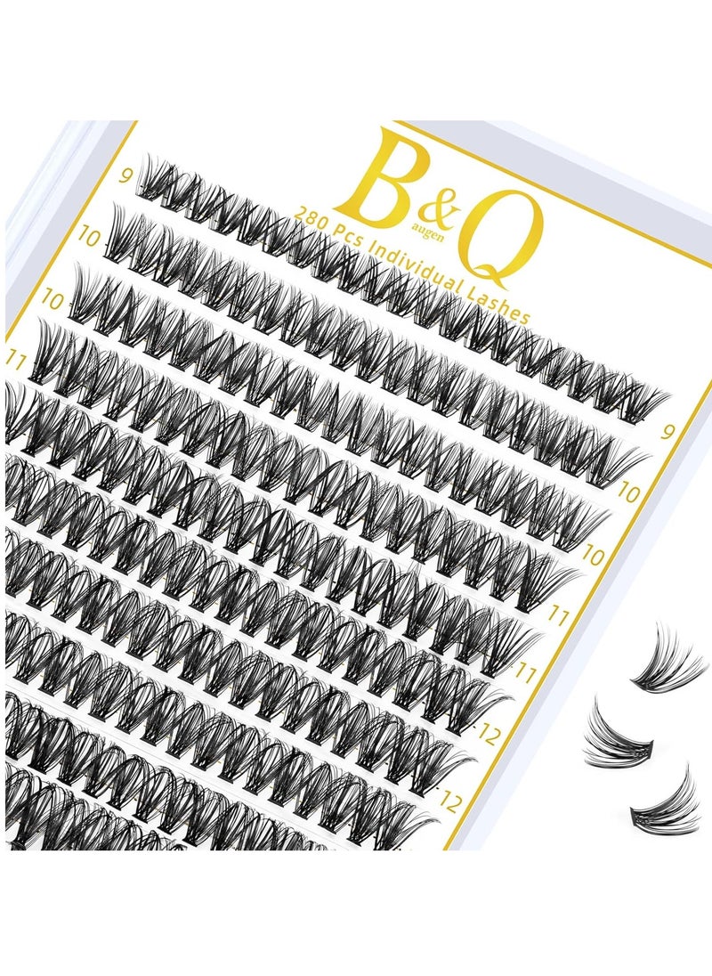 Lash Clusters 40D-0.07D-9-16MIX B&Q 280 Clusters False Eyelash 20D 30D 40D Individual Lashes Cluster DIY Eyelash Extensions at Home 40D-0.07D,9-16MIX