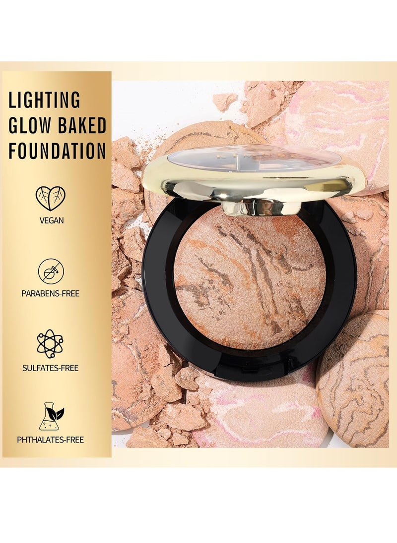 Lighting Glow Baked Foundation Brighten Color Color Corrector Buildable Coverage lightweight Powder Foundation Radiant Natural Finish