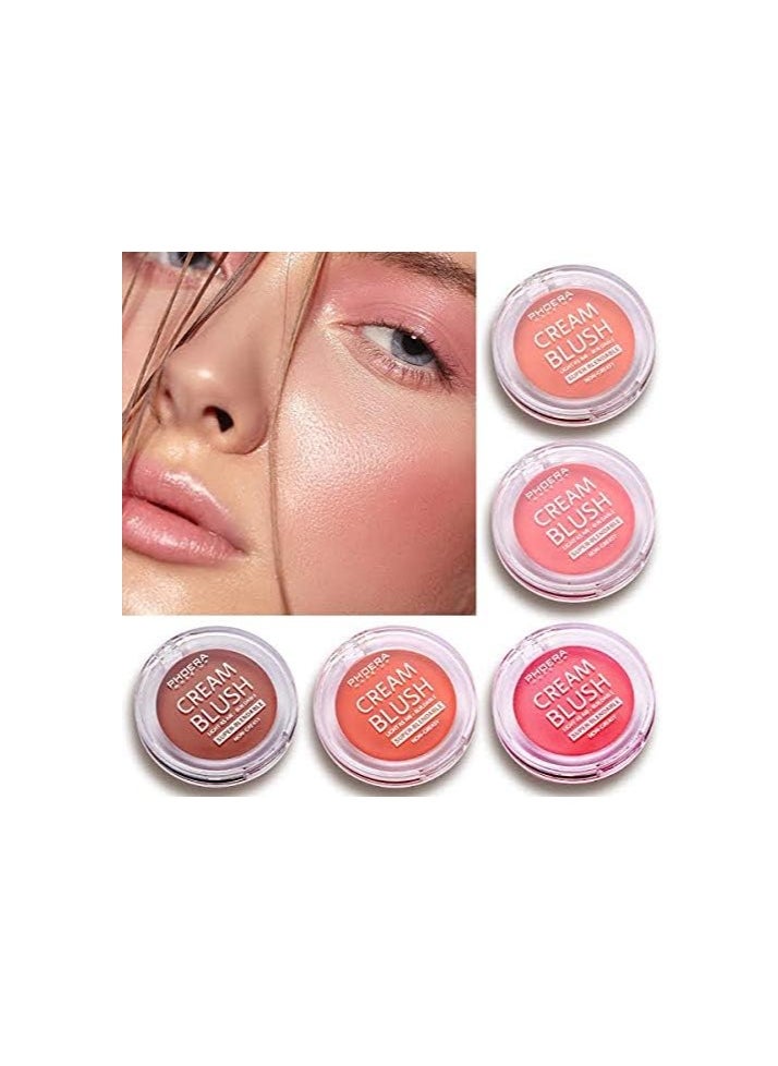 Makeup Face Cheek Blush Cream Matte Blusher Super blend able Sweat Resistant Pressed Foundation Non Greasy Palette AQUAPURITY 102 PEACH