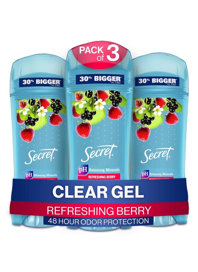 Antiperspirant And Deodorant Women, Berry Scent, Clear Gel 3.4 Oz (Pack Of 3)