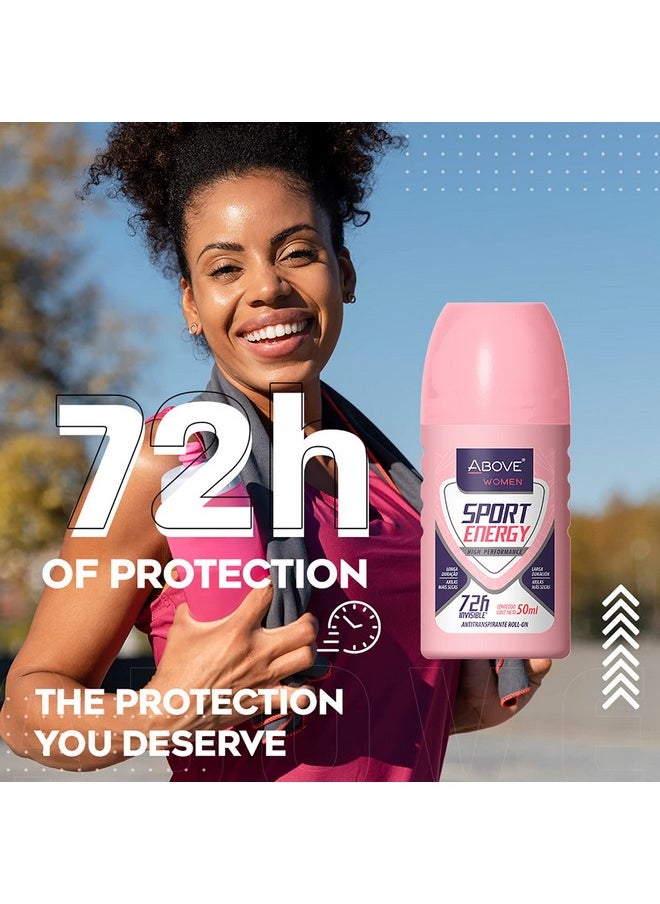 Roll-On Sport Energy, Women, 1.7 Oz - Deodorant For Women - 72-Hour Protection- Dry Touch - No Stains - Woody Floral Fragrance - All Skin Types